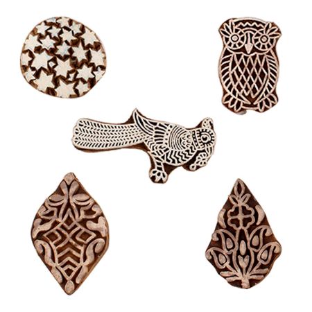 Set of 5 Piece New Mix Wooden Printing Blocks